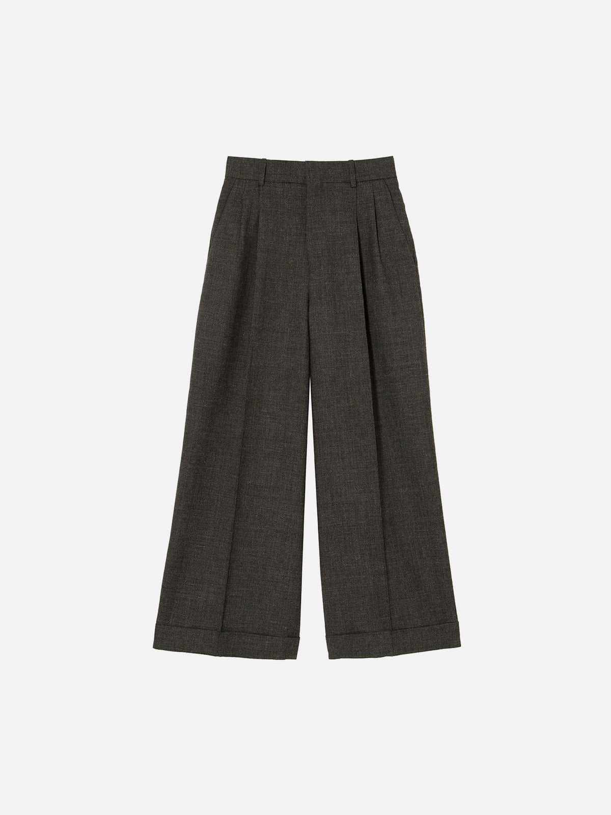 WIDE TUCK PANTS WOOL