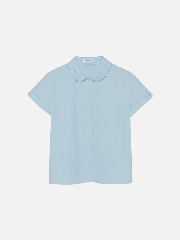 ROUND COLLAR H/S SH EMBROIDERY C/LI