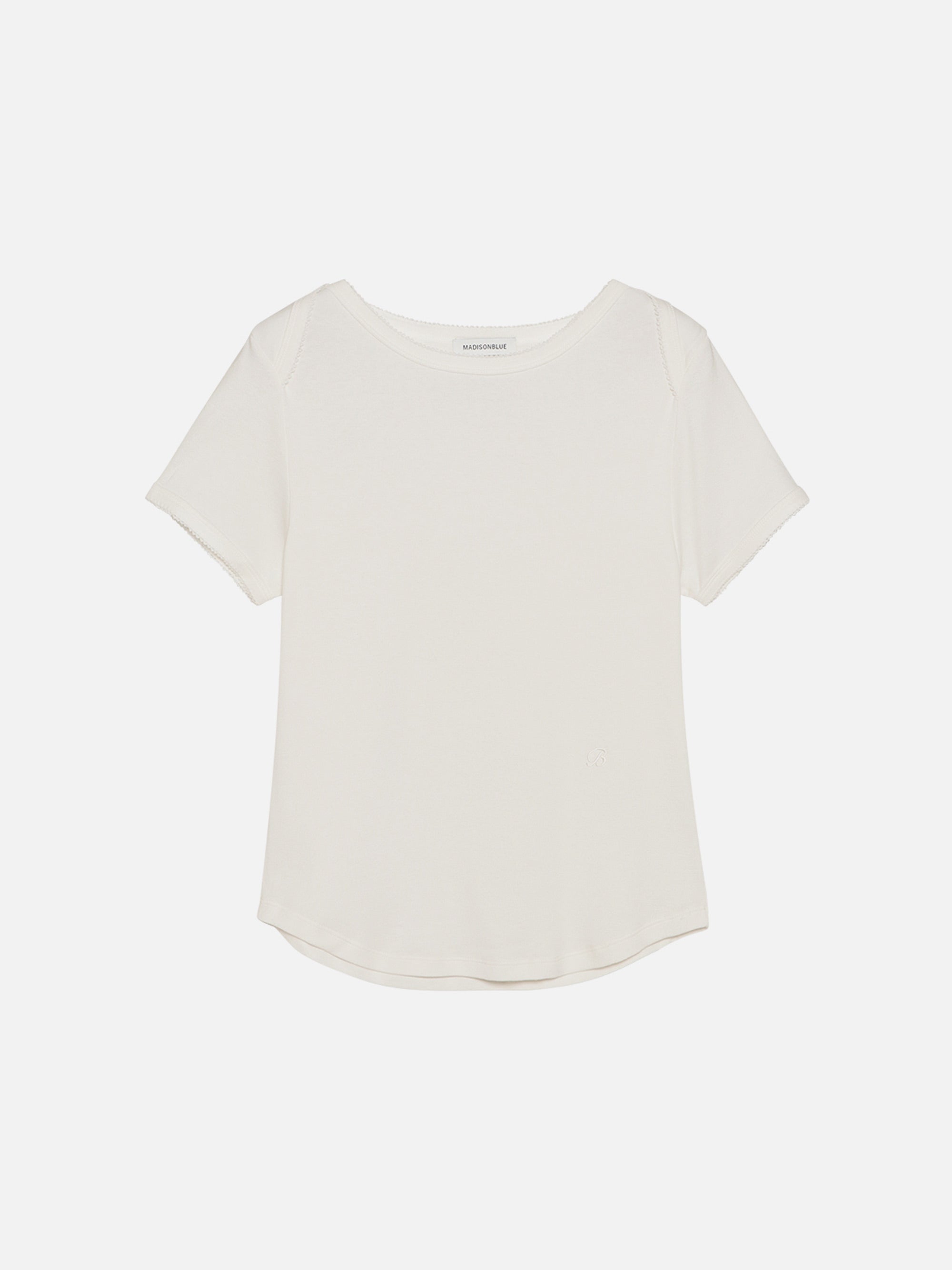 EMBROIDERED TRIM BOAT NECK TEE S/COTTON | MADISONBLUE｜マディソン