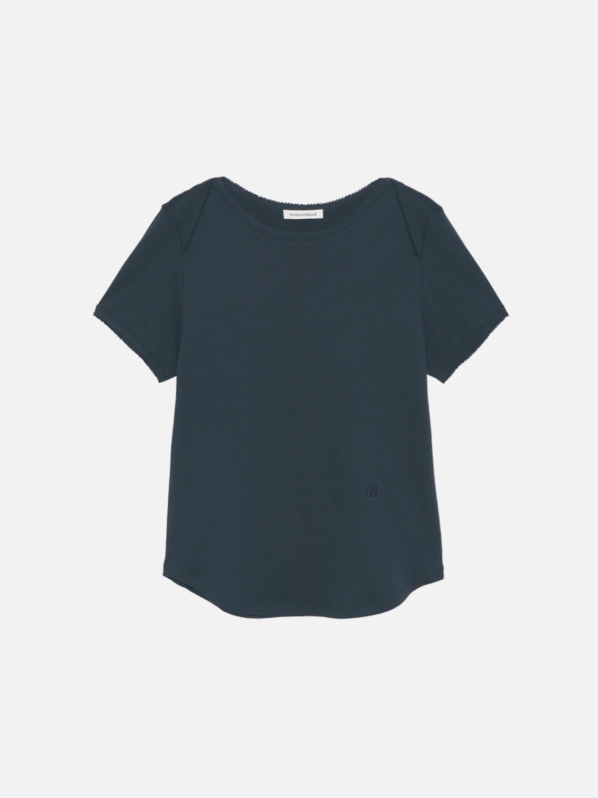 EMBROIDERED TRIM BOAT NECK TEE S/COTTON | MADISONBLUE｜マディソン