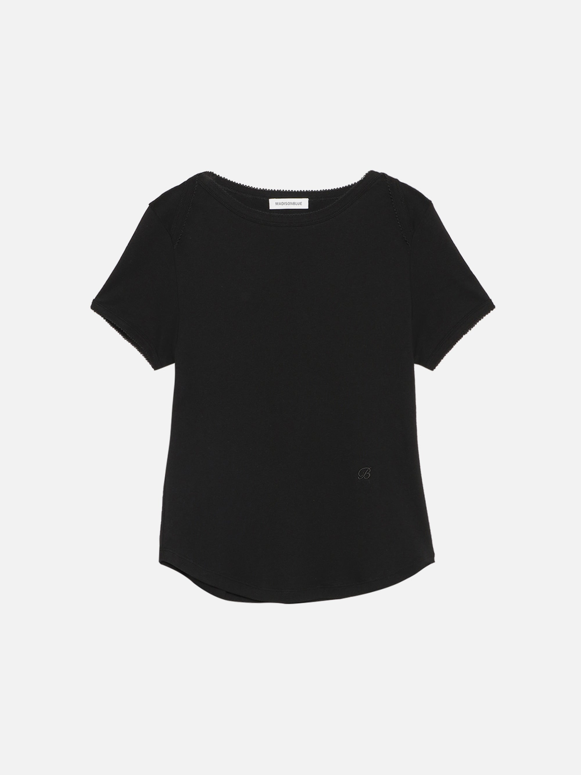 EMBROIDERED TRIM BOAT NECK TEE S/COTTON | MADISONBLUE｜マディソン