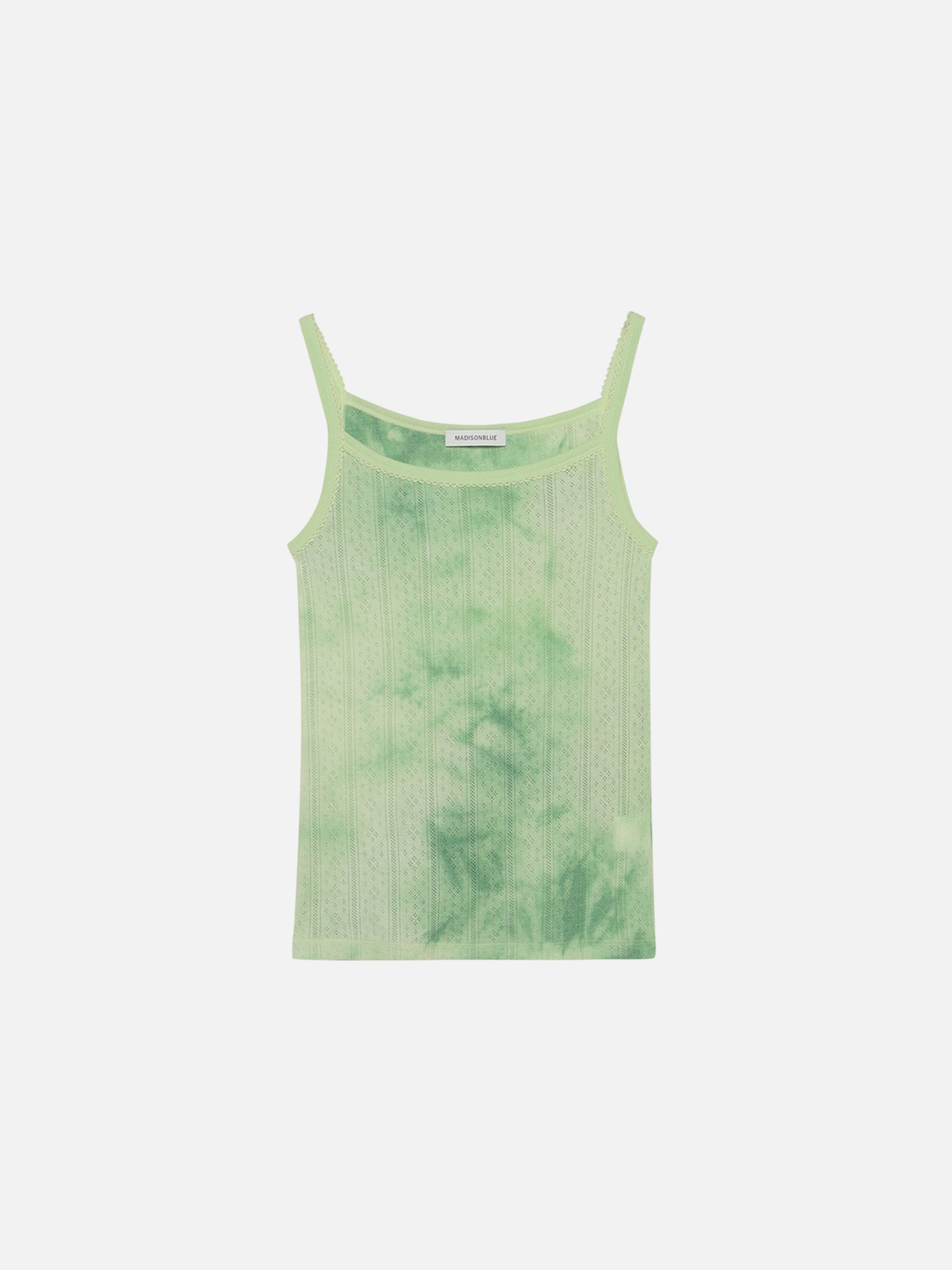 【美品】マディソンブルー リネン ショルダーリボンキャミソール EMBROIDERED TRIM CAMISOLE TIE-DYE | MADISONBLUE｜マディソンブルー