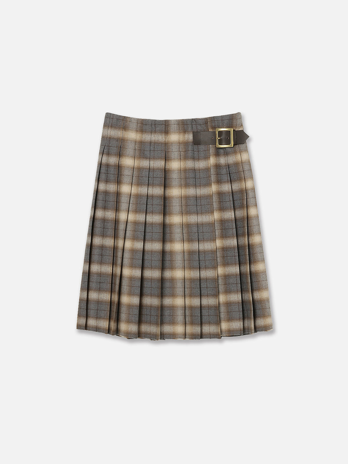 PLEATED WRAP SKIRT CHECK