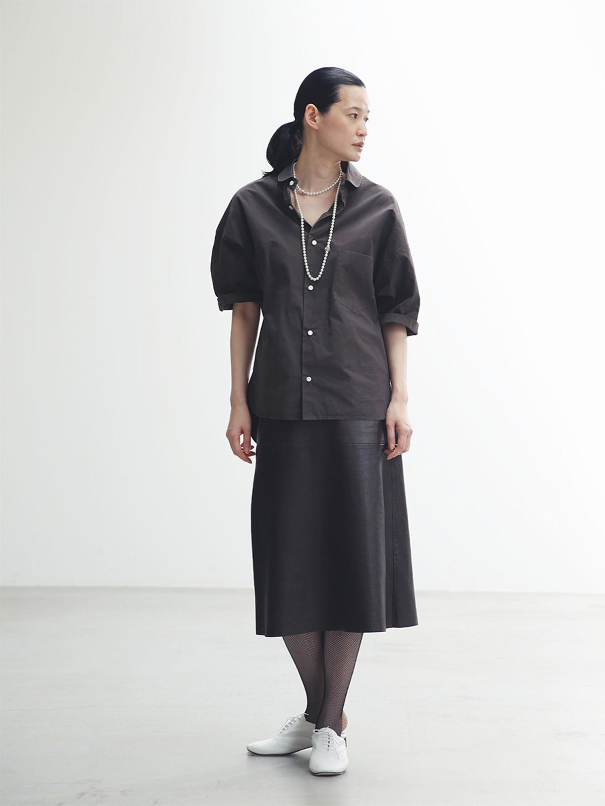 A LINE SKIRT LEATHER