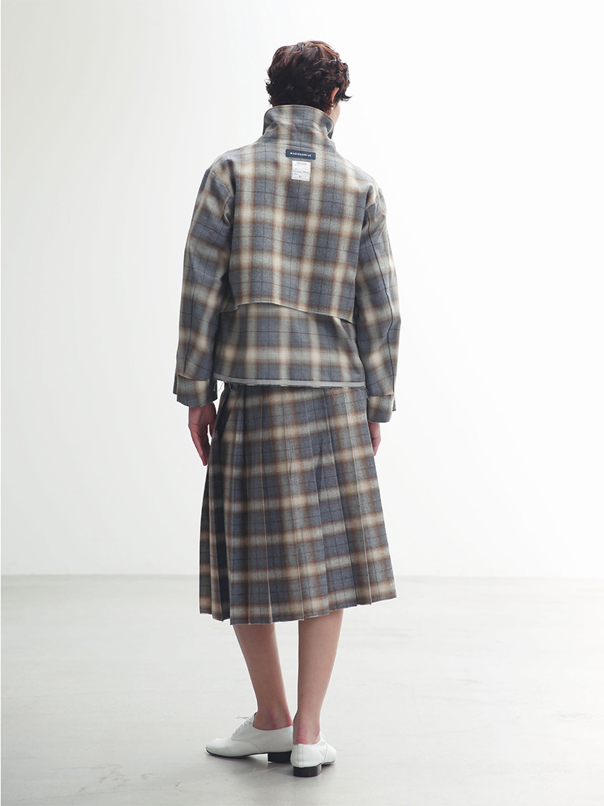 PLEATED WRAP SKIRT CHECK