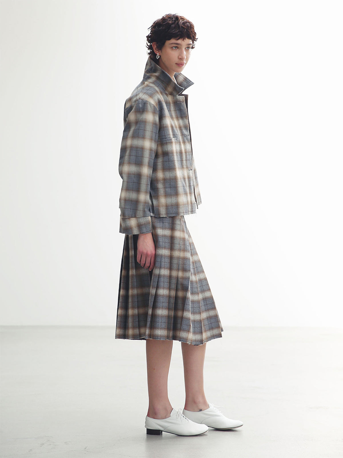 PLEATED WRAP SKIRT CHECK