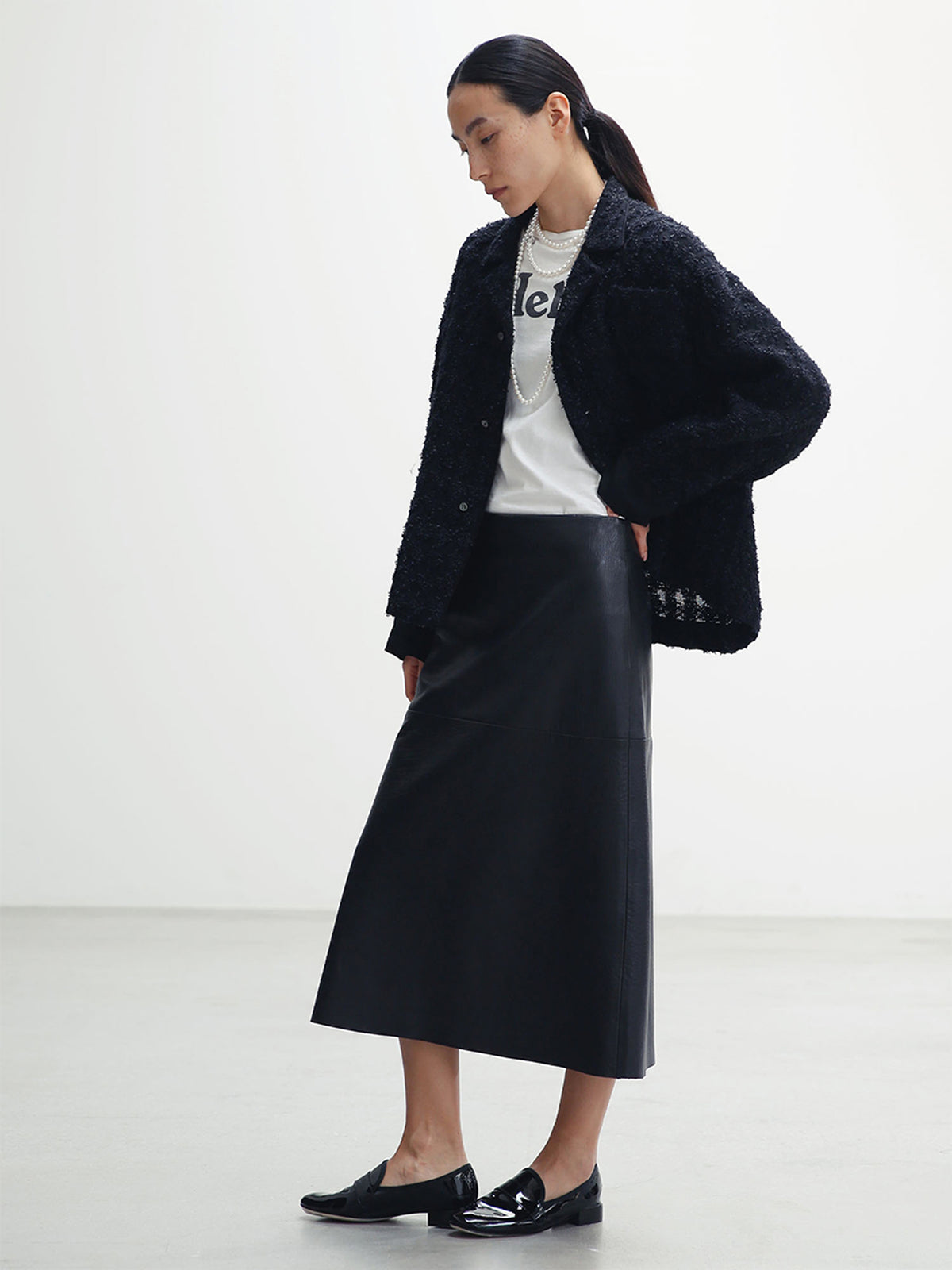 A LINE SKIRT LEATHER